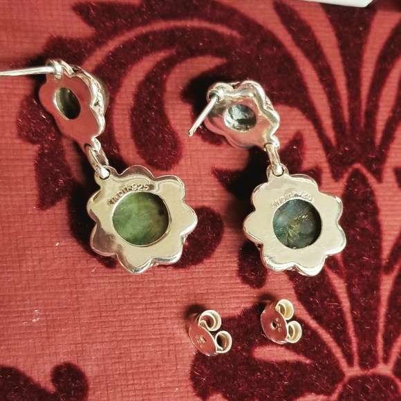 STERLING SILVER DANGLE LABRADORITE EARRINGS - Picture 3 of 8
